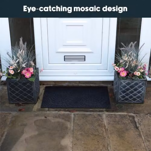 JVL Mosaic Black Rubber Scraper Doormat W: 45 cm, D: 75 cm – 6
