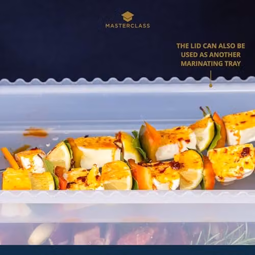 MasterClass Marinade Tray with Snap Lid in White or Transparent, W/D/H: 37.0 x 21.5 x 10.0 cm – 5