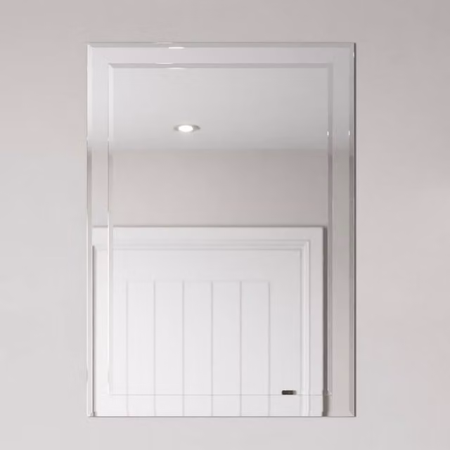 Bathwell Rectangular Bevelled Modern Wall Mirror in Silver