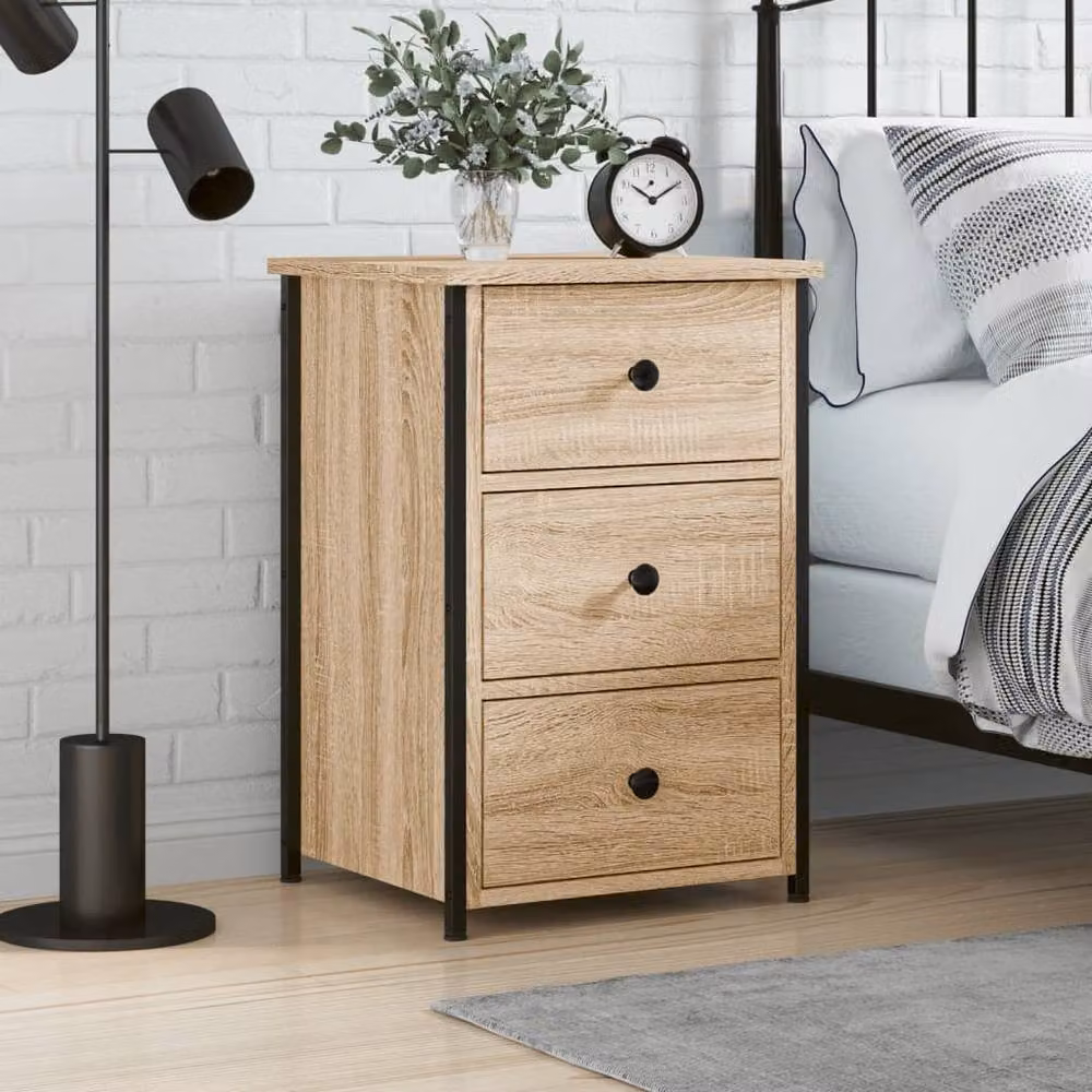 Berkfield Home Sonoma Oak Bedside Cabinet in Brown, W/D/H: 40 x 36 x 60 cm – 2