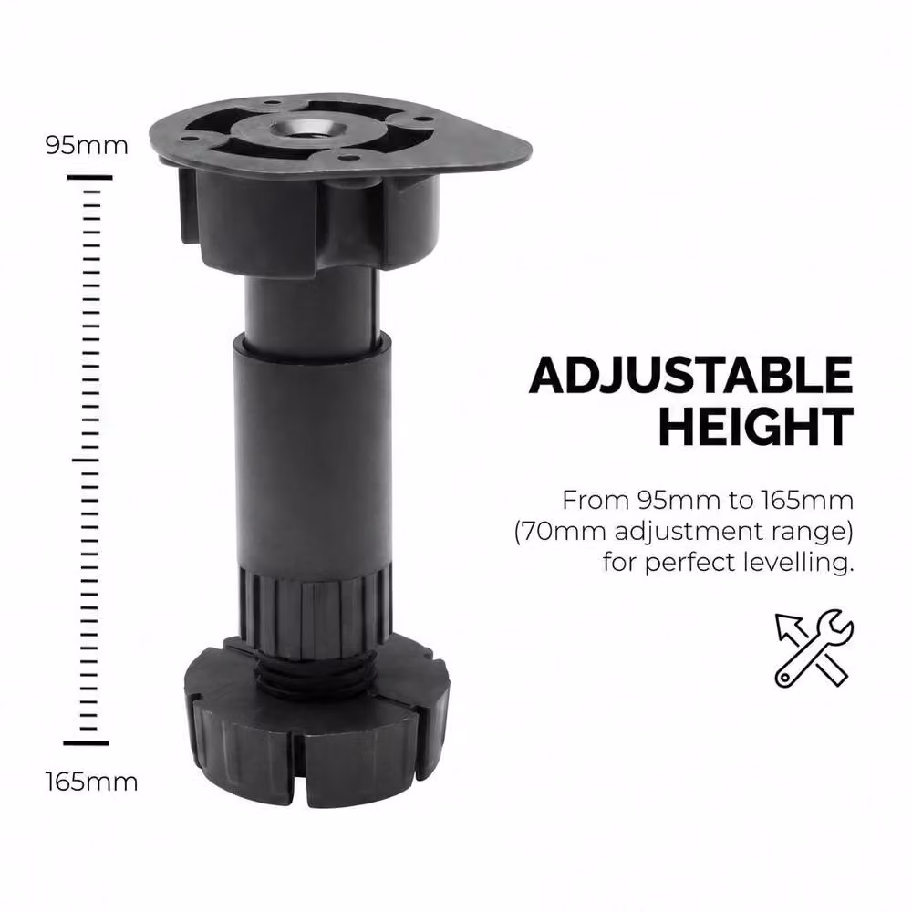 FLAVORA 4 Pack Kitchen Cabinet Plinth Legs in Black, W: 52 cm, H: 1000 cm – 2