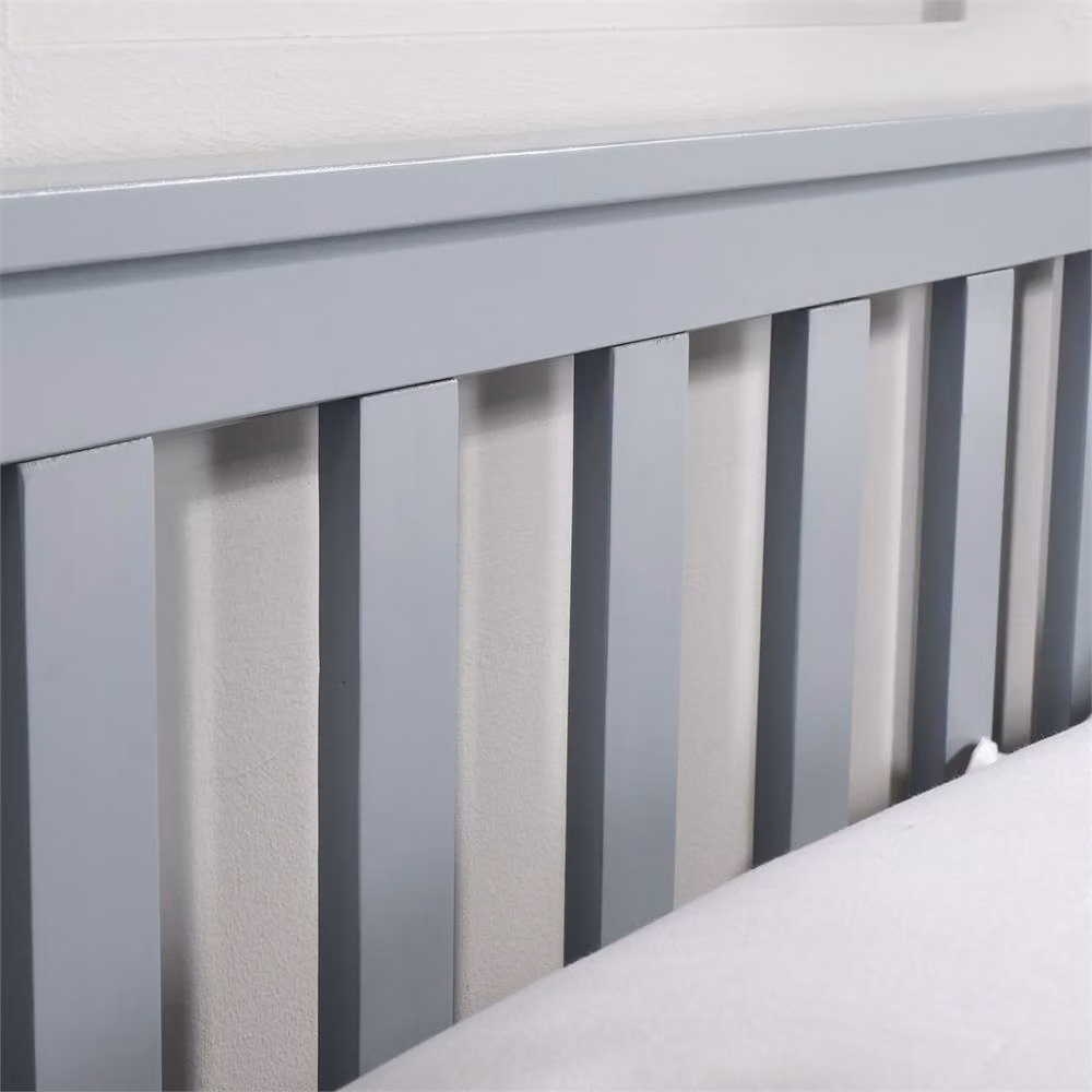 SPETLEK Double Wooden Bed Frame, Grey Lacquered Solid Pine Wood, W/D/H: 140 x 200 cm – 3