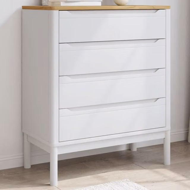 Berkfield Home Floro White Solid Wood Pine Chest of Drawers