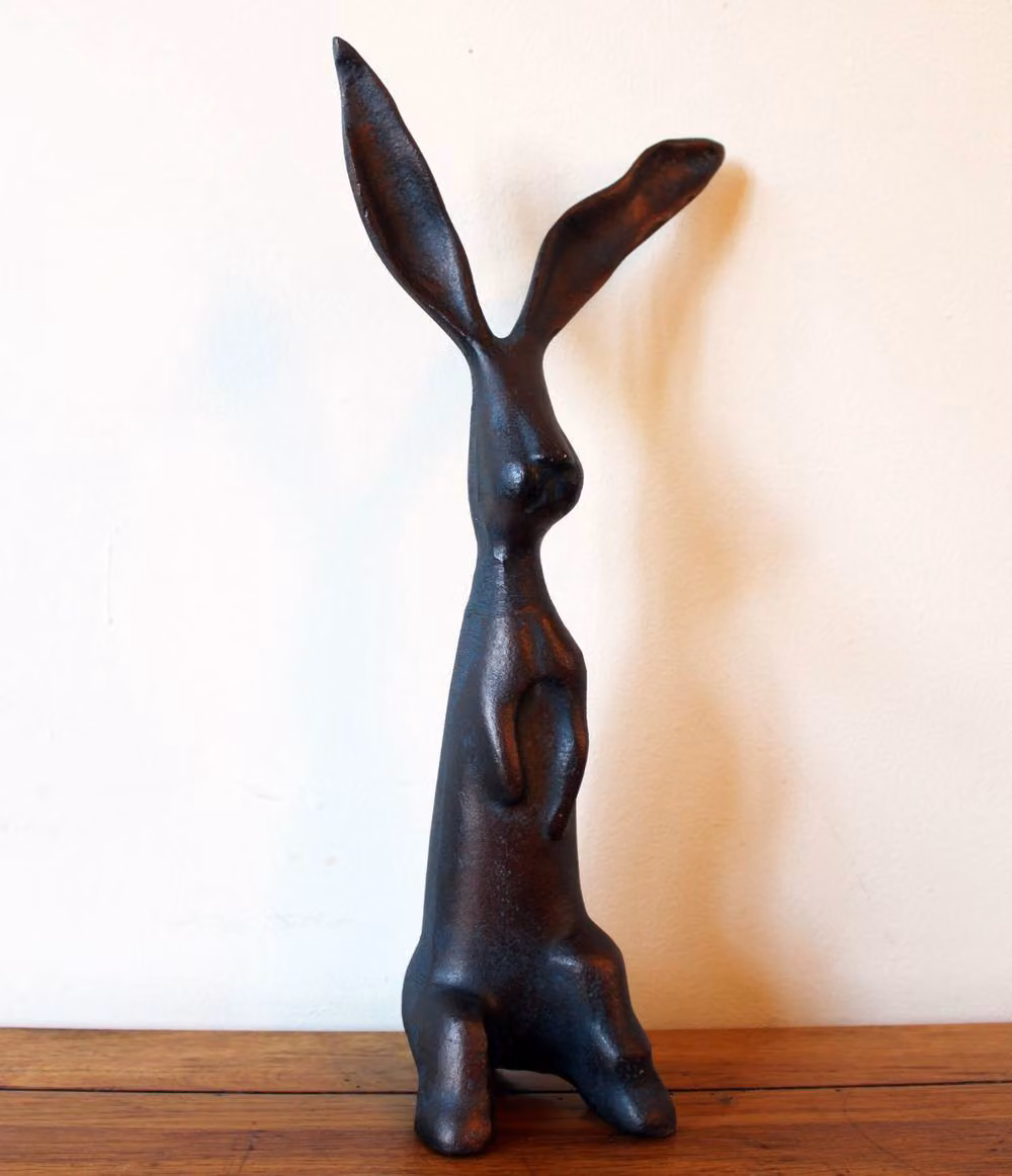 Inspirational Gifting Long Eared Rabbit Garden Sculpture Ornament in Bronze Effect Metal, Height: 34 cm – 2