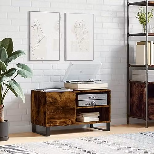 vidaXL Record Cabinet in Smoked Oak, W/D/H: 85 x 38 x 48 cm – 2