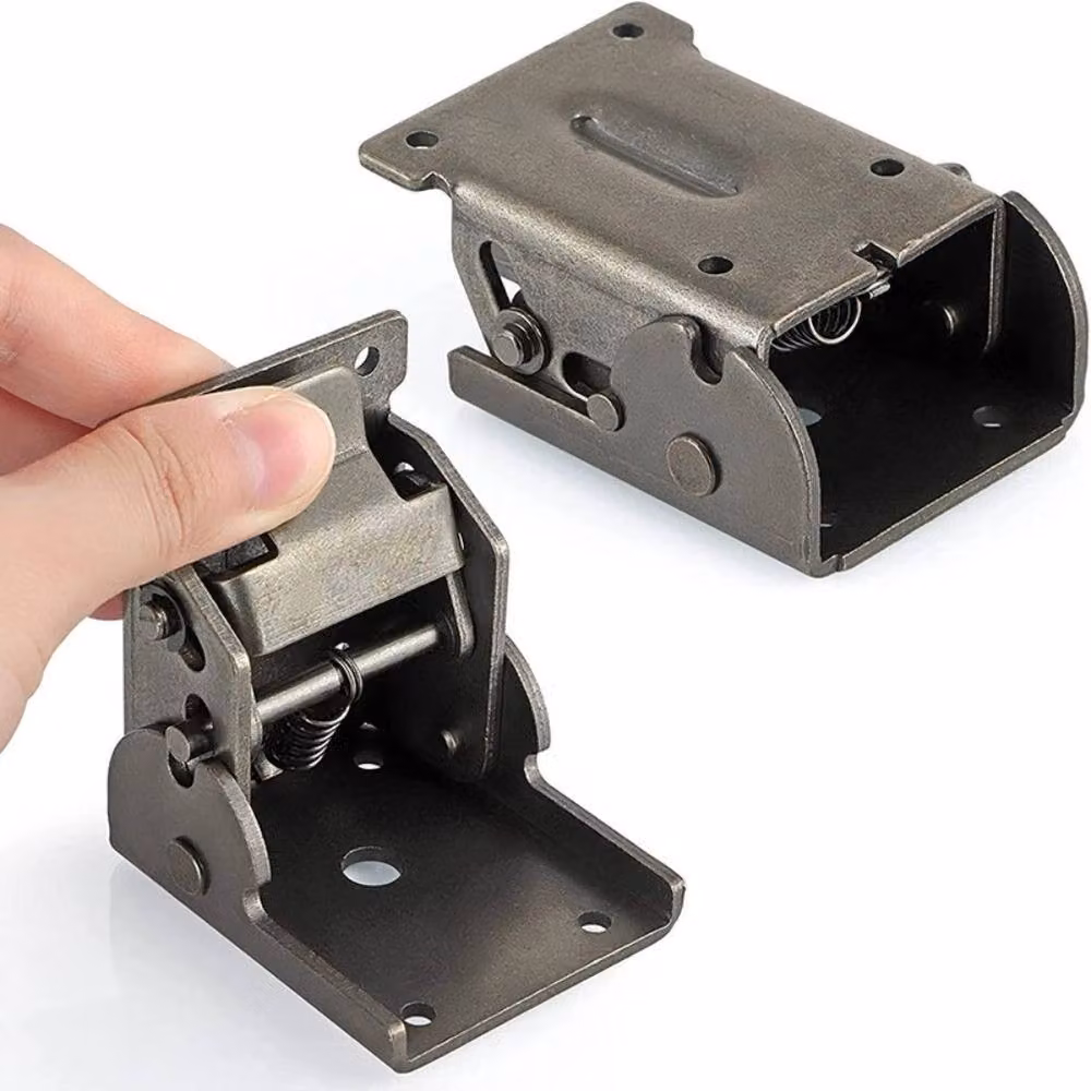 VOGREX 4 Pack 180 Degree Self Locking Folding Table and Chair Leg Hinges in Black Steel – 3