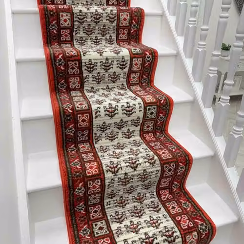 runrug Mayan Red Soft and Comfortable Stair Runner, W: 60 cm, L: 450 cm – 1
