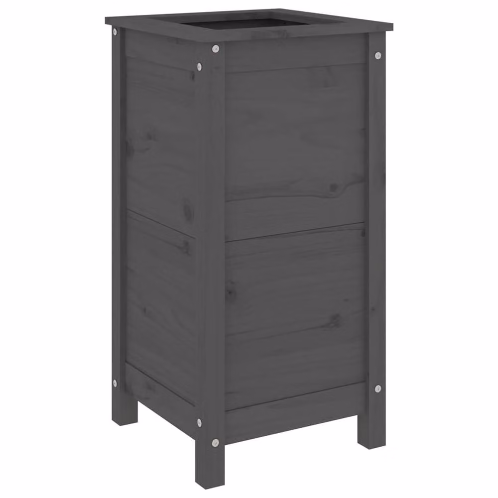 Berkfield Home Beautiful Garden Planter in Grey Solid Wood, W/D/H: 40 x 40 x 78 cm – 3
