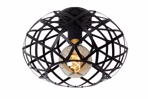 Lucide Wolfram Dimmable Round Flush Ceiling Light, Black, Diameter: 30 cm – 1