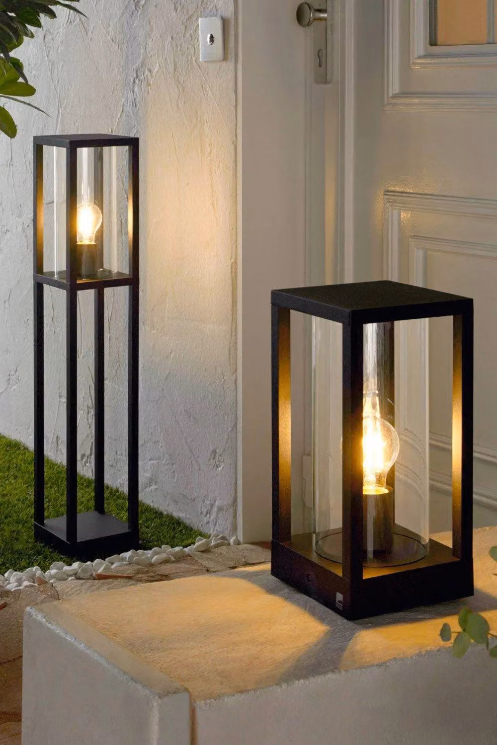 Eglo Cascinetta Black Pedestal Floor Lamp with Transparent Glass Cylinder for Garden and Terrace – 6