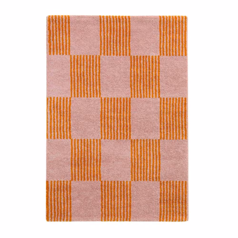 sweeek Checkerboard Interior Rug in Orange and Pink, W/D/H: 160 x 120 cm – 2