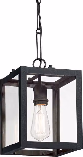 Ideal Lux Igor Modern Black Metal and Transparent Glass 1 Light Suspended Ceiling Lantern Pendant Bar