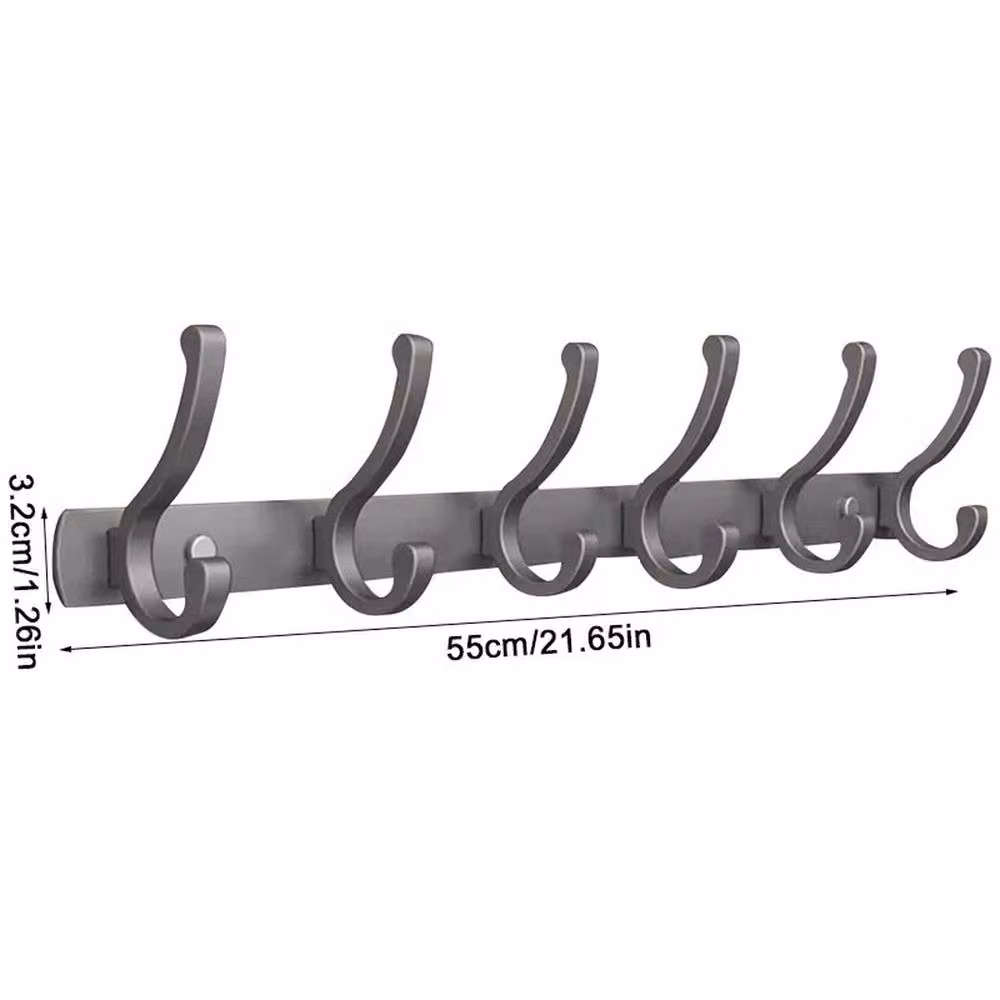 NESTLUNE 12 Hook Aluminium Key and Coat Holder Rack in Grey – 2