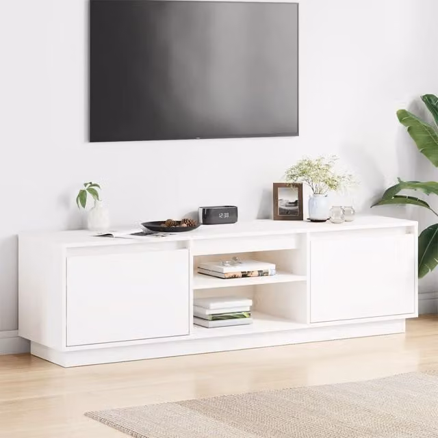Berkfield Home Rustic White Solid Pine TV Cabinet W/D/H: 140 x 35 x 40 cm