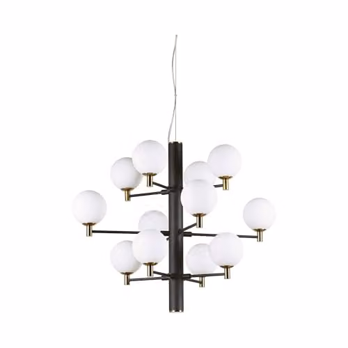 Netlighting Copernico 12 Light Multi Arm Suspended Ceiling Pendant Light in Black with G9 LED Bulbs