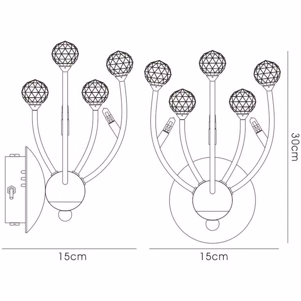 Netlighting Xeena Modern Wall Lamp in Gold with 3 Crystal Lights and G4 Sockets – 4