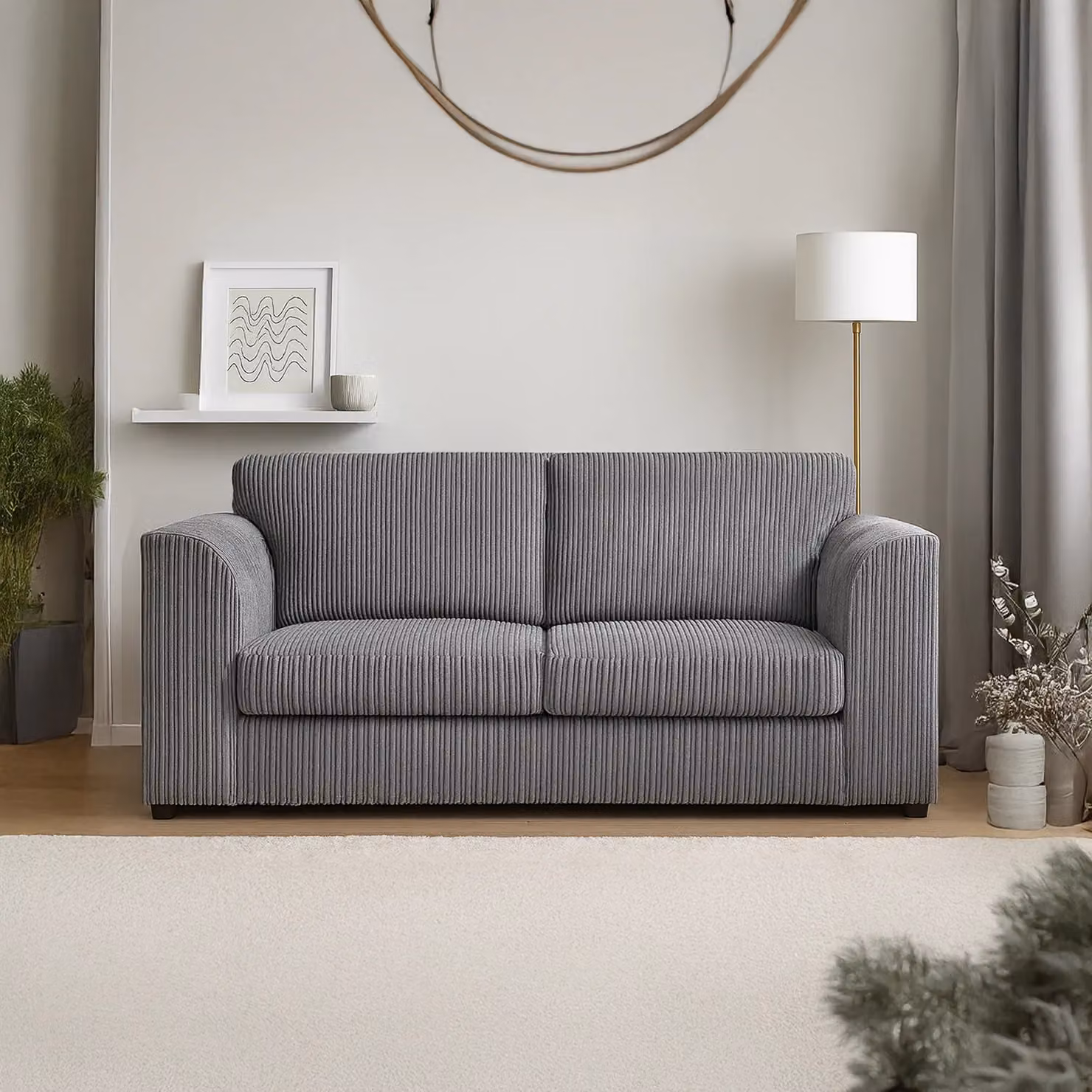 Furnishings For Less UK Luxor Jumbo Cord 3 + 2 Fabric Sofa Suite in Grey – 2