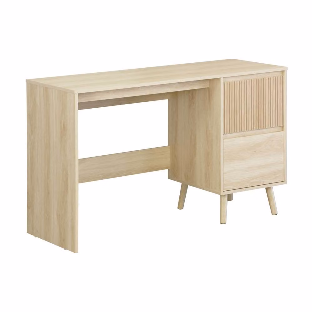 Sweekeec Scandinavian Writing Desk with 2 Drawers in Beige, W/D/H: 120 x 60 x 75 cm – 2