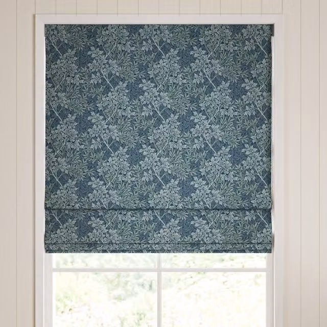 William Morris Foliage Made To Measure Blackout Roman Blind in Indigo Blue