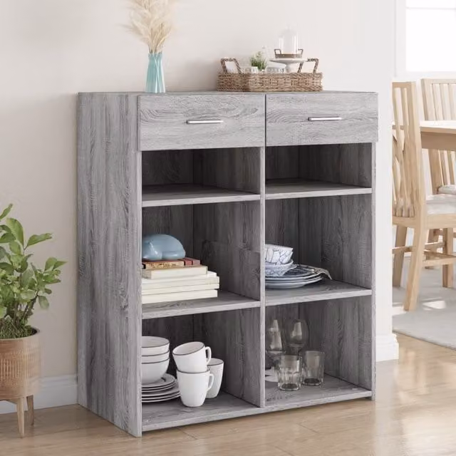 Berkfield Home Grey Sonoma Sideboard in Engineered Wood, W/D/H: 80 x 42.5 x 93 cm