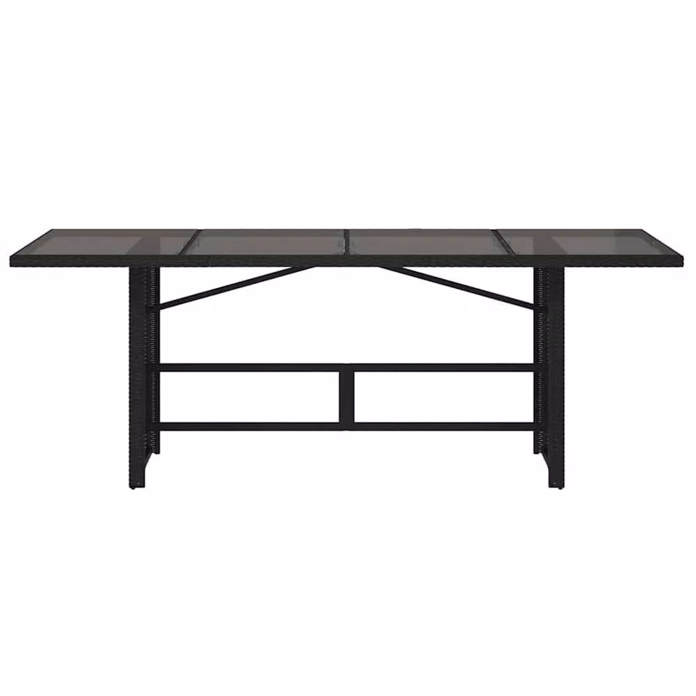Berkfield Home Extendable Rectangular Garden Table with Glass Top in Black, W/D/H: 190 x 80 x 74 cm – 4