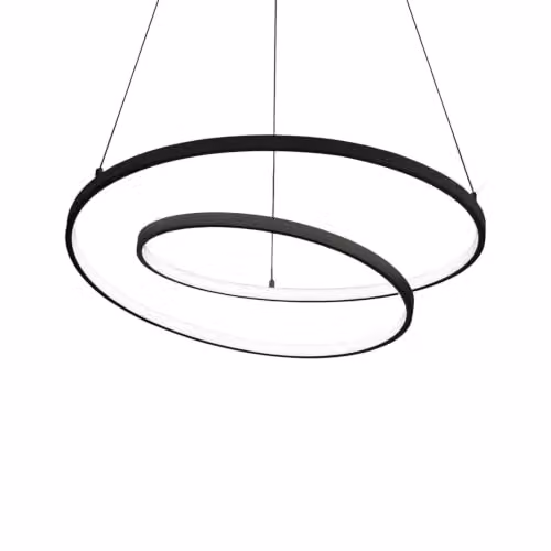 Ideal Lux Oz Ring LED Pendant Ceiling Light, Black, Width: 80 cm, 2700K Warm White