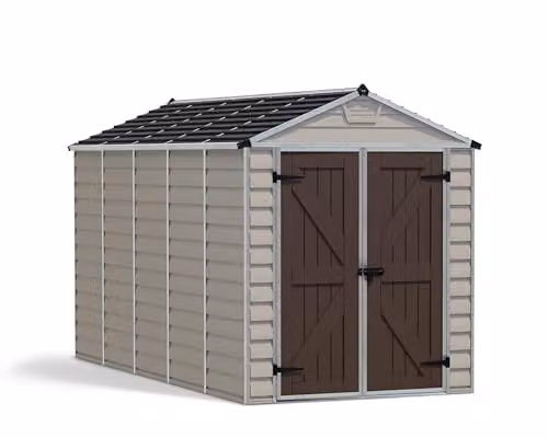 Palram Canopia Skylight Shed in Beige with Polycarbonate Windows and Aluminium Frame, W: 185.4 cm, D: 378.6 cm, H: 217 cm