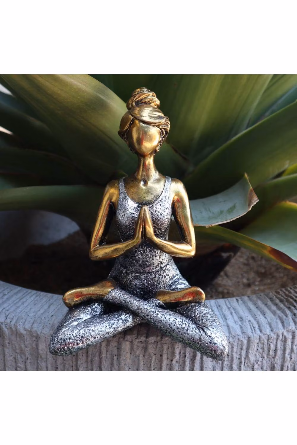 KDMD Gold and Silver Metal Yoga Lady Tabletop Figurine, Height: 24 cm – 3