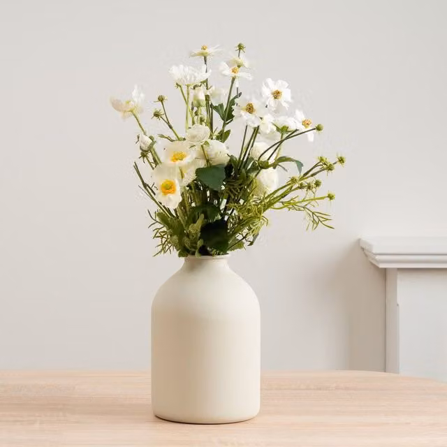 Scottish Everlastings Ltd White Poppy, Rose and Cosmo Mixed Floral Bouquet