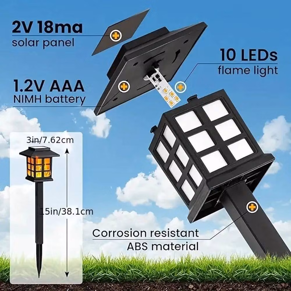 NESTLUNE Solar LED Flickering Flame Torch Stake Lights, Black – 2