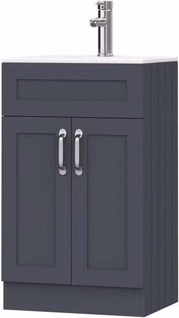 FORGEVIO Crawle Modern Freestanding Grey Bathroom Vanity Unit with Basin Cabinet and Matt Finish, Width: 50 cm