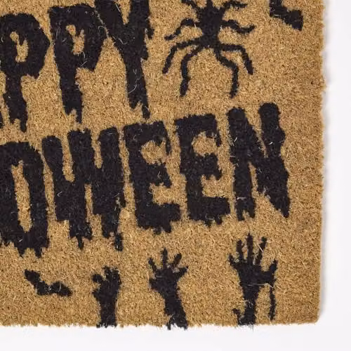 Homescapes Happy Halloween Coir Doormat with Non-Slip PVC Backing, W/D: 60 x 40 cm, Black and Beige – 2