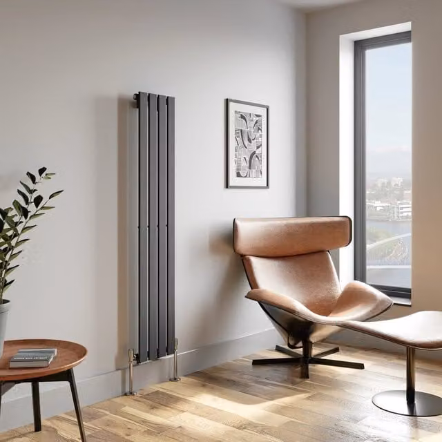 Temprazo Horizontal Single Flat Panel Designer Radiator in Anthracite Grey, H: 600 mm x W: 760 mm x D: 30 mm