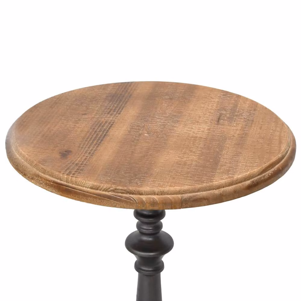 Berkfield Home Round Solid Fir Wood End Table in Brown, W: 40 cm, D: 64 cm – 2