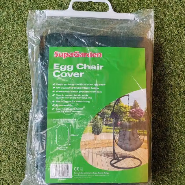 SupaGarden Water Repellent Single Egg Armchair Cover in Green and Black, W/D/H: 120 x 120 x 120 cm