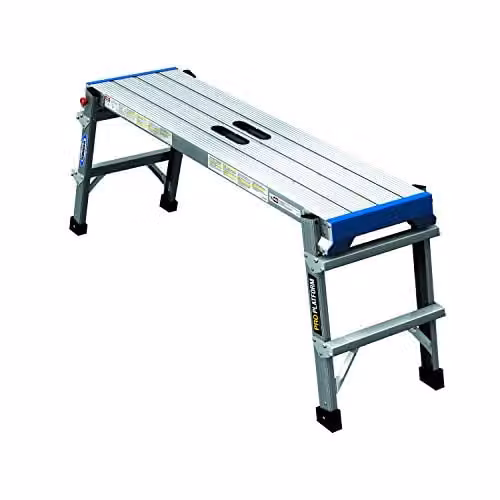 Werner Compact PRO Foldable Platform Ladder with Handle in Silver