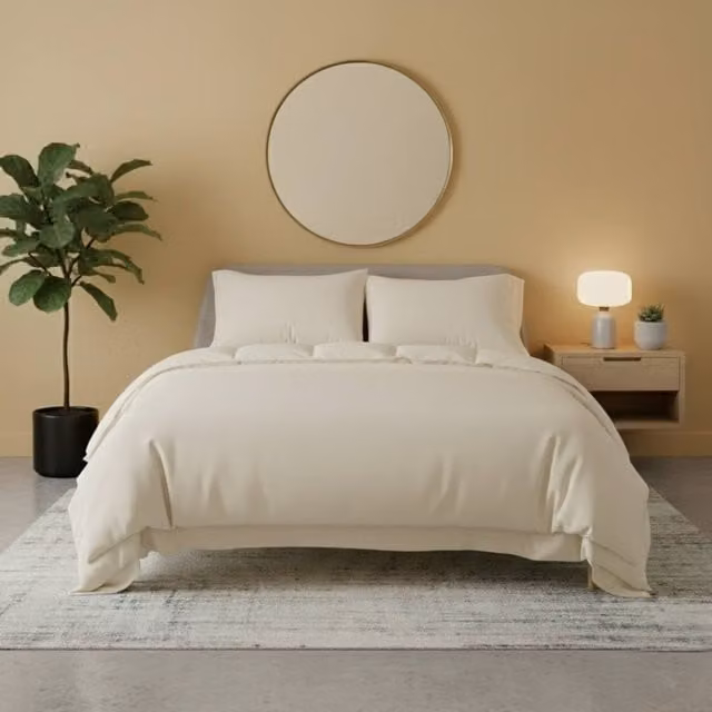 Snug City Cream Flannelette Cotton Duvet Cover and Pillowcase Set, W/D/H: 200 x 200 cm – 1