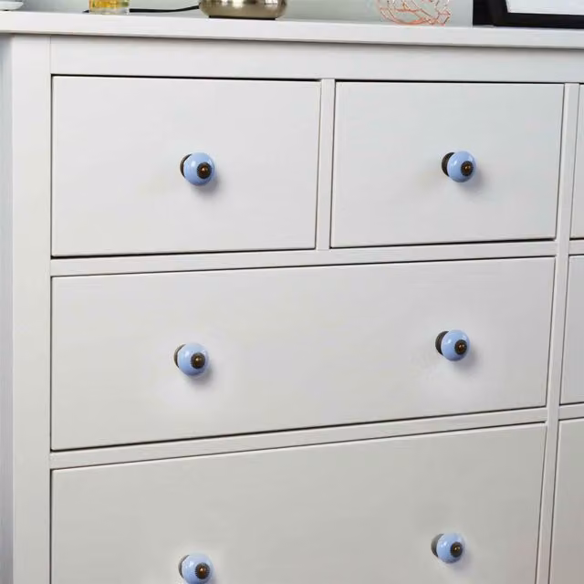 Nicola Spring Blue Ceramic Cabinet Knobs with Threaded Stem, Pack of 24