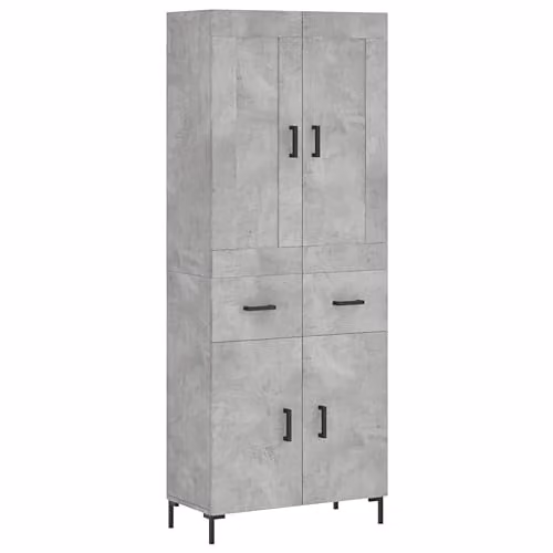 vidaXL Industrial Style Highboard Sideboard in Concrete Grey with Drawers and Doors