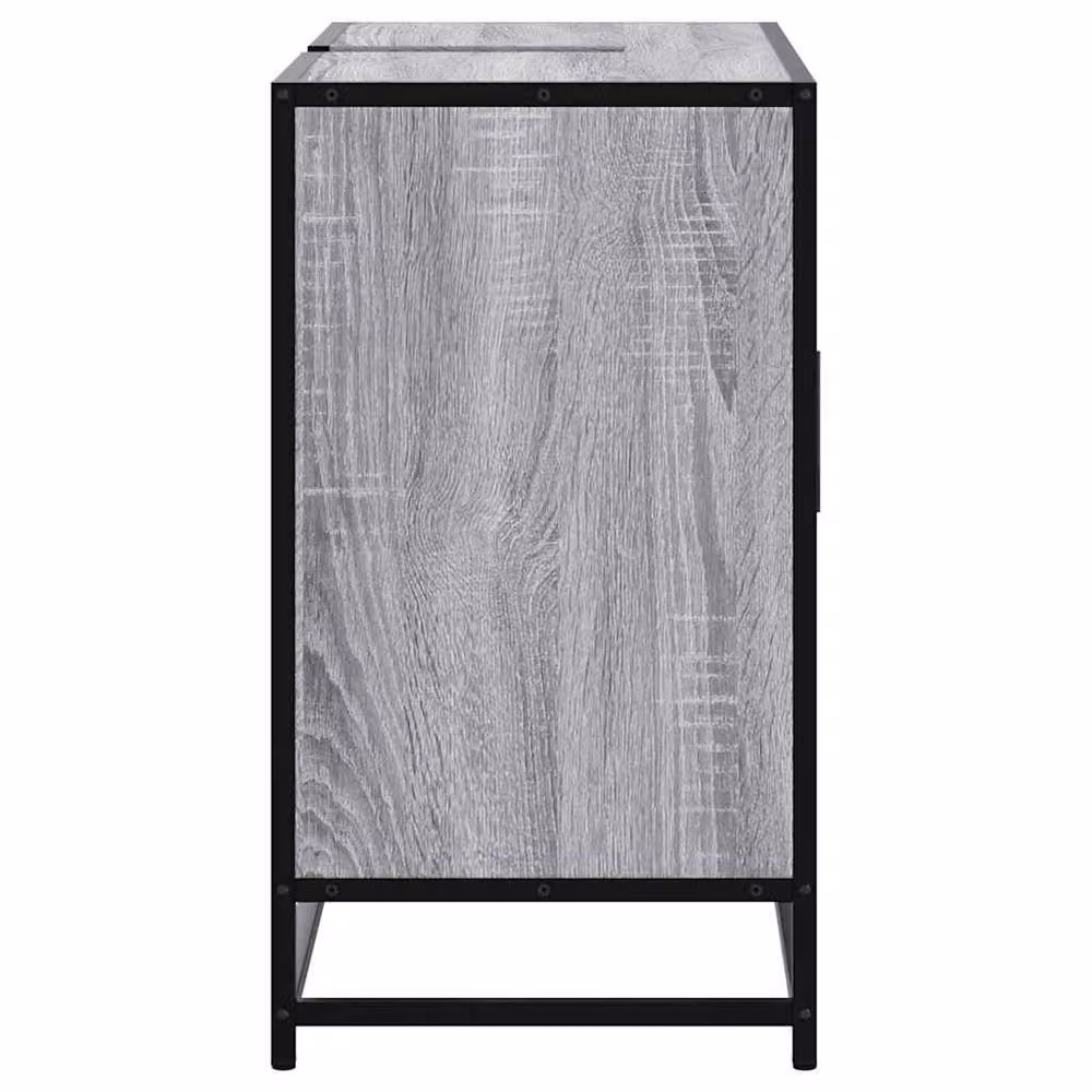Berkfield Home Elegant Grey Sonoma Bathroom Sink Cabinet with Hinged Doors and Open Shelf, W/D/H: 80 x 33 x 60 cm – 5
