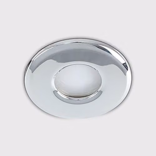 MiniSun Pack of 6 Polished Chrome Recessed Ceiling Downlights with 5W Cool White LED Bulbs