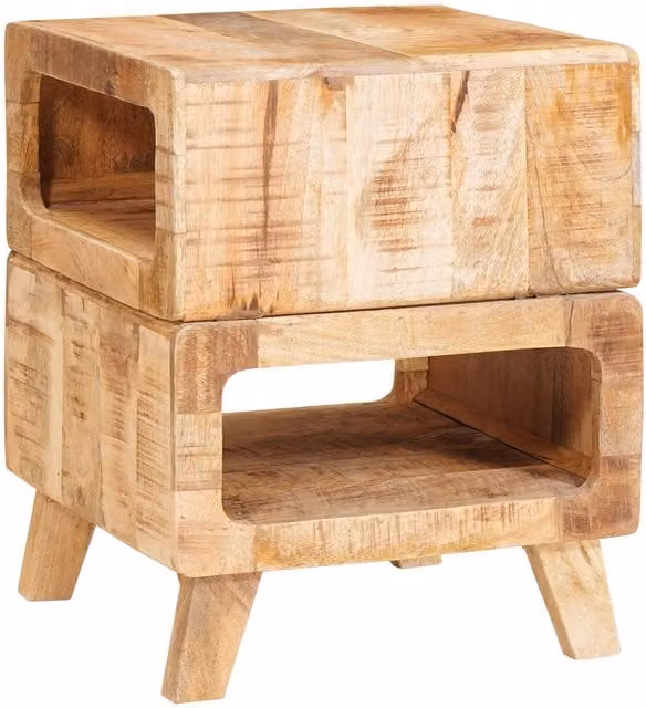 Berkfield Home Solid Mango Wood End Table with Storage Shelf, Brown, W: 40 cm, D: 40 cm, H: 49 cm – 1