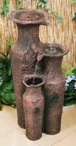 Primrose Sama Cascading Jars Free Standing Water Feature in Bronze, H84cm – 2