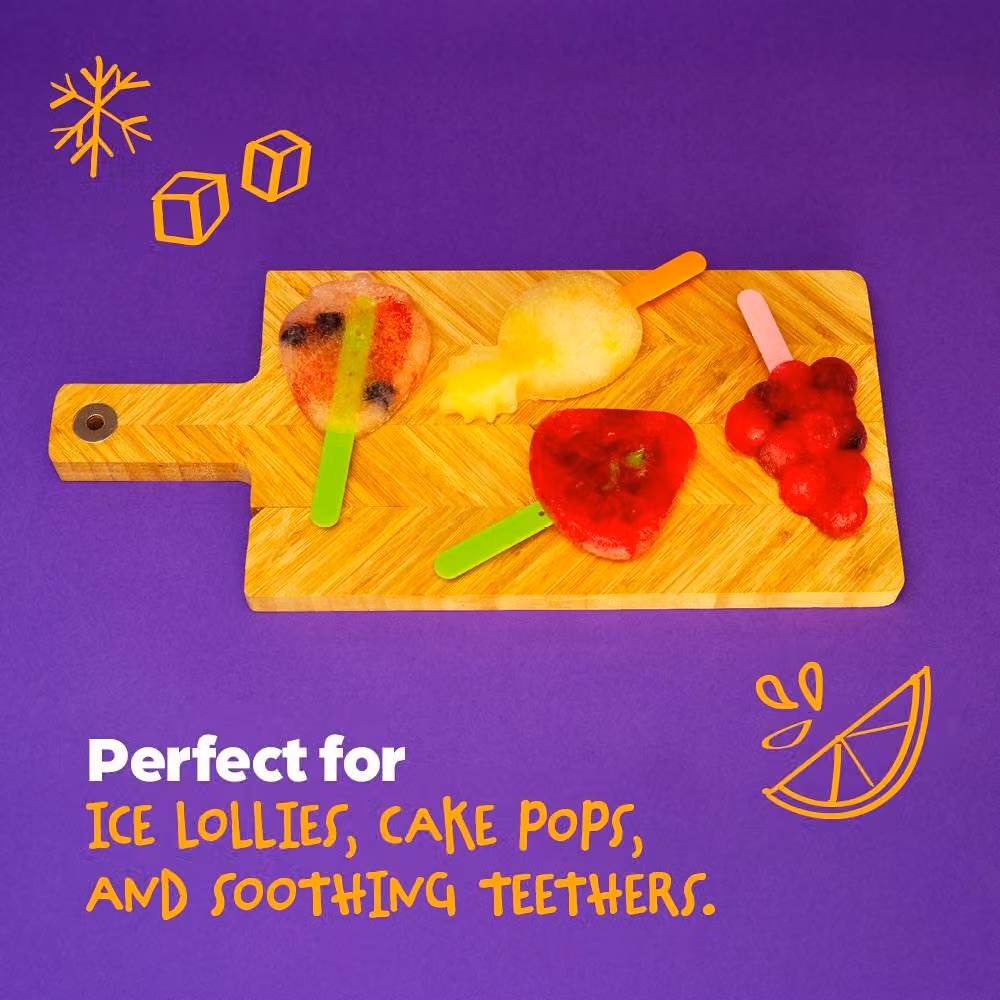 Wicked Gizmos Fruit-Shaped Ice Lolly Mould Set in Multicolour Silicone and Plastic – 5
