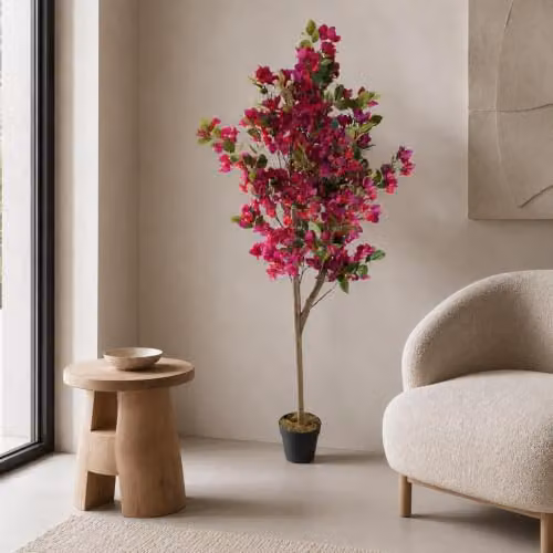 Botanik Pink Flowering Artificial Tree with Wood and Plastic Construction, H 150 cm x W 60 cm x D 60 cm – 2