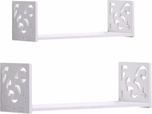 Garden Sanctuary Modern Set of 2 White Matt U-Shaped Wall Mounted Floating Shelves