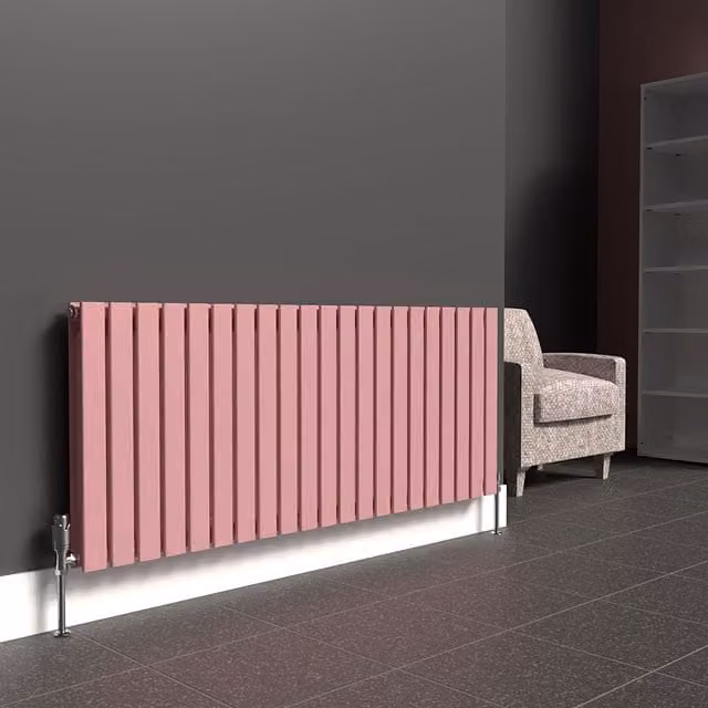 Lux Heat Flat Horizontal Double Radiator in Pastel Pink, W: 60 cm, H: 147 cm