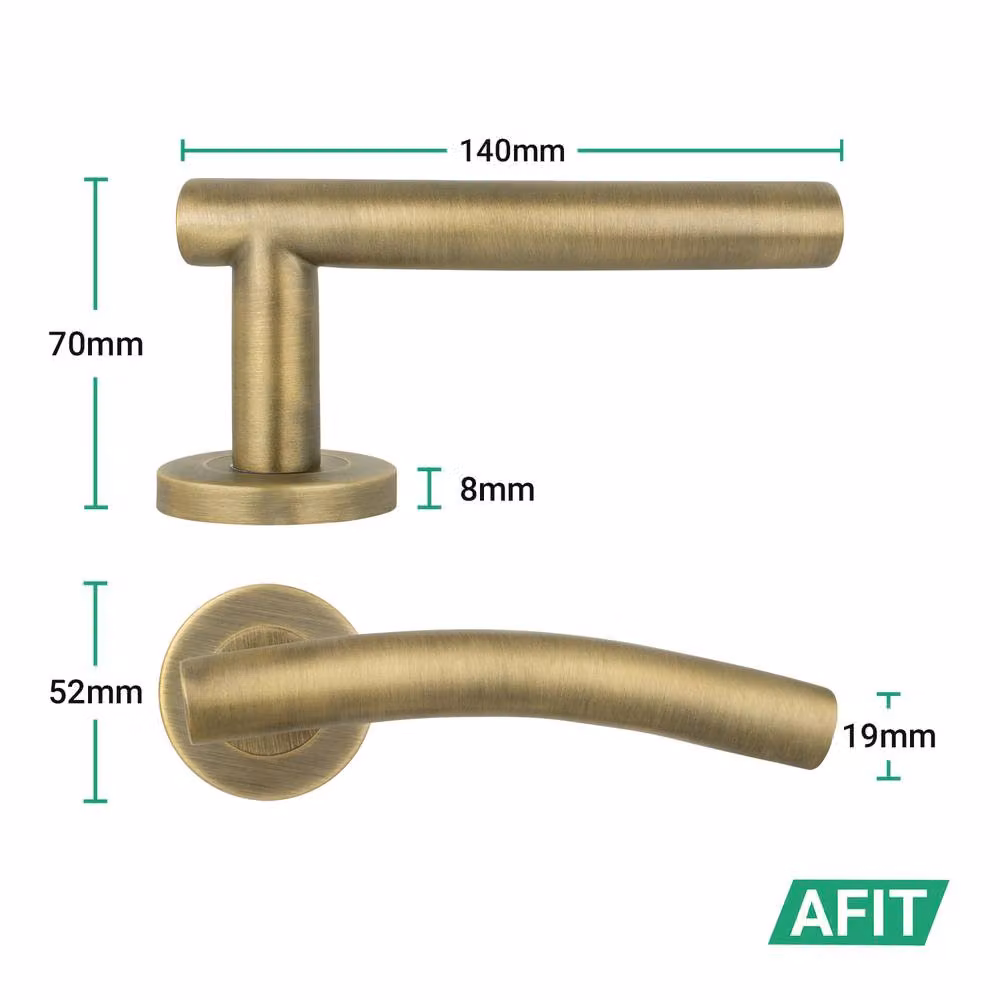 AFIT Antique Brass Curved Internal Lever Handles with 76mm Latch and Bronze Hinges – 2