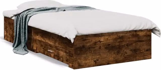Berkfield Home Small Single Bed Frame with Drawers in Smoked Oak Brown, W: 75 cm, L: 190 cm – 1