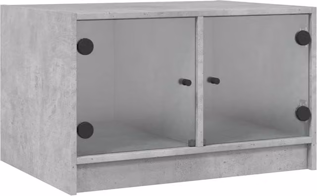 Berkfield Home Coffee Table with Glass Doors in Concrete Grey, W: 68 cm, D: 50 cm, H: 42 cm